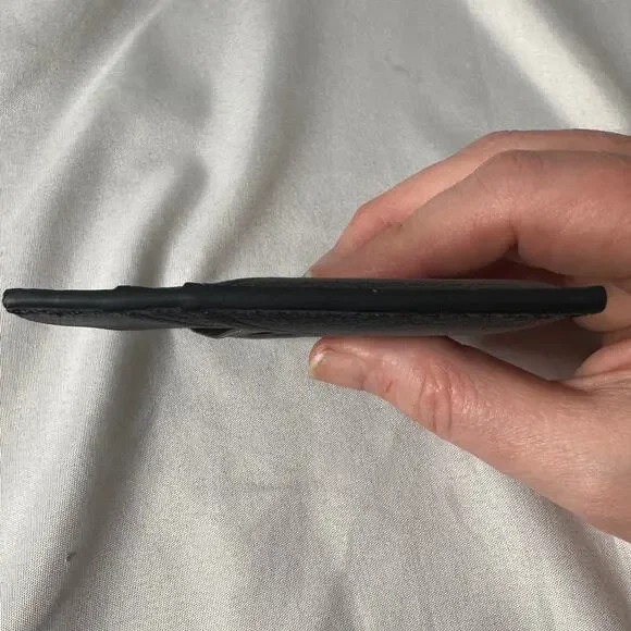 Tiffany & Co Black Leather Card Holder Wallet Gold T Logo Minimalist Luxury - Picture 7 of 11